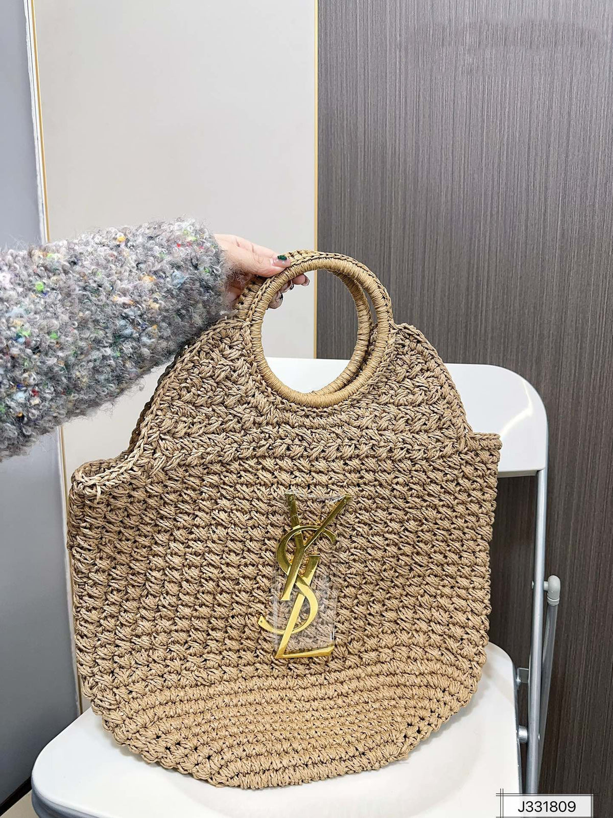 YSL Saint Laurent Summer Raffia Tote Bag