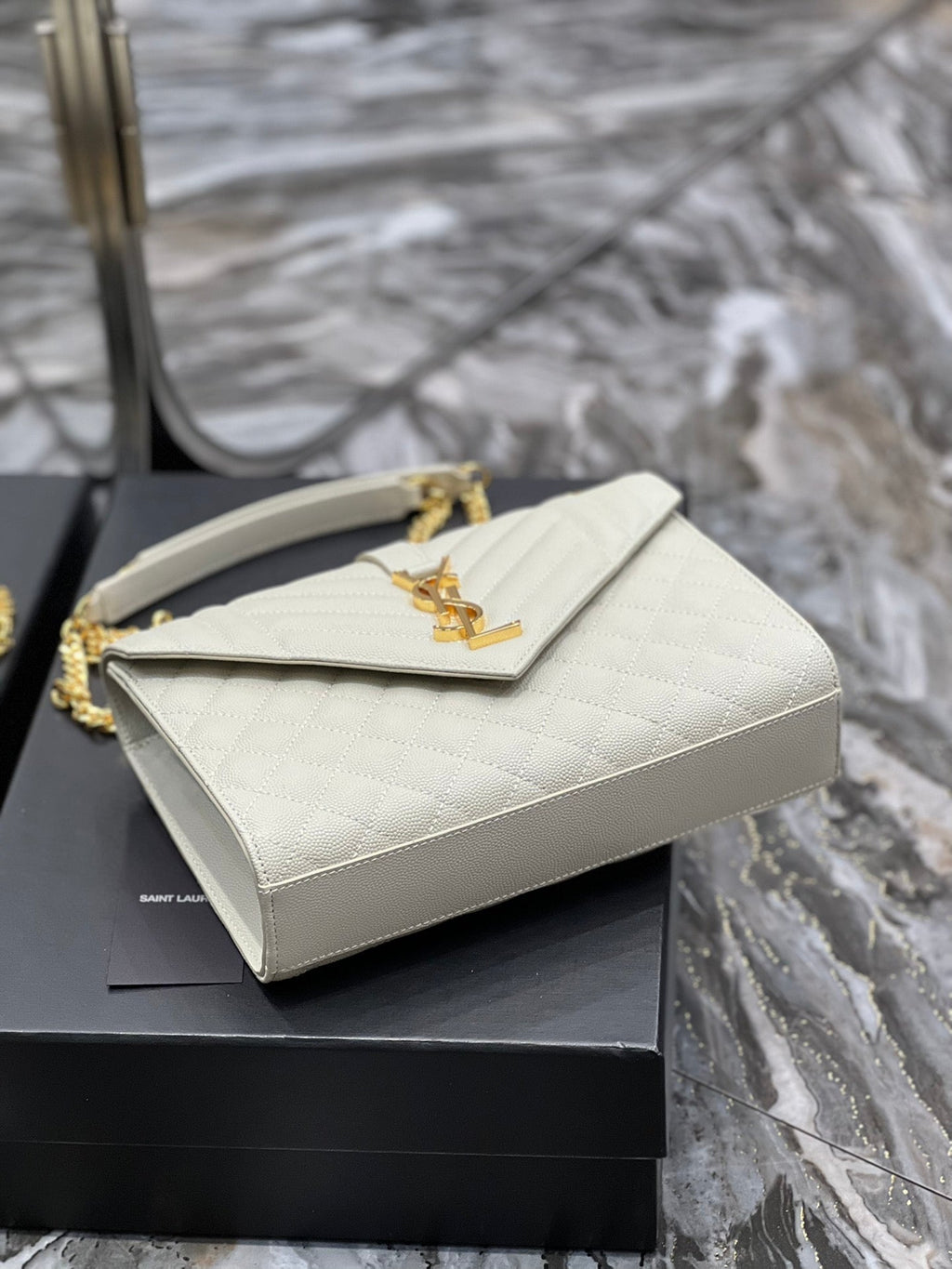 YSL Envelope Bag Medium White 487206
