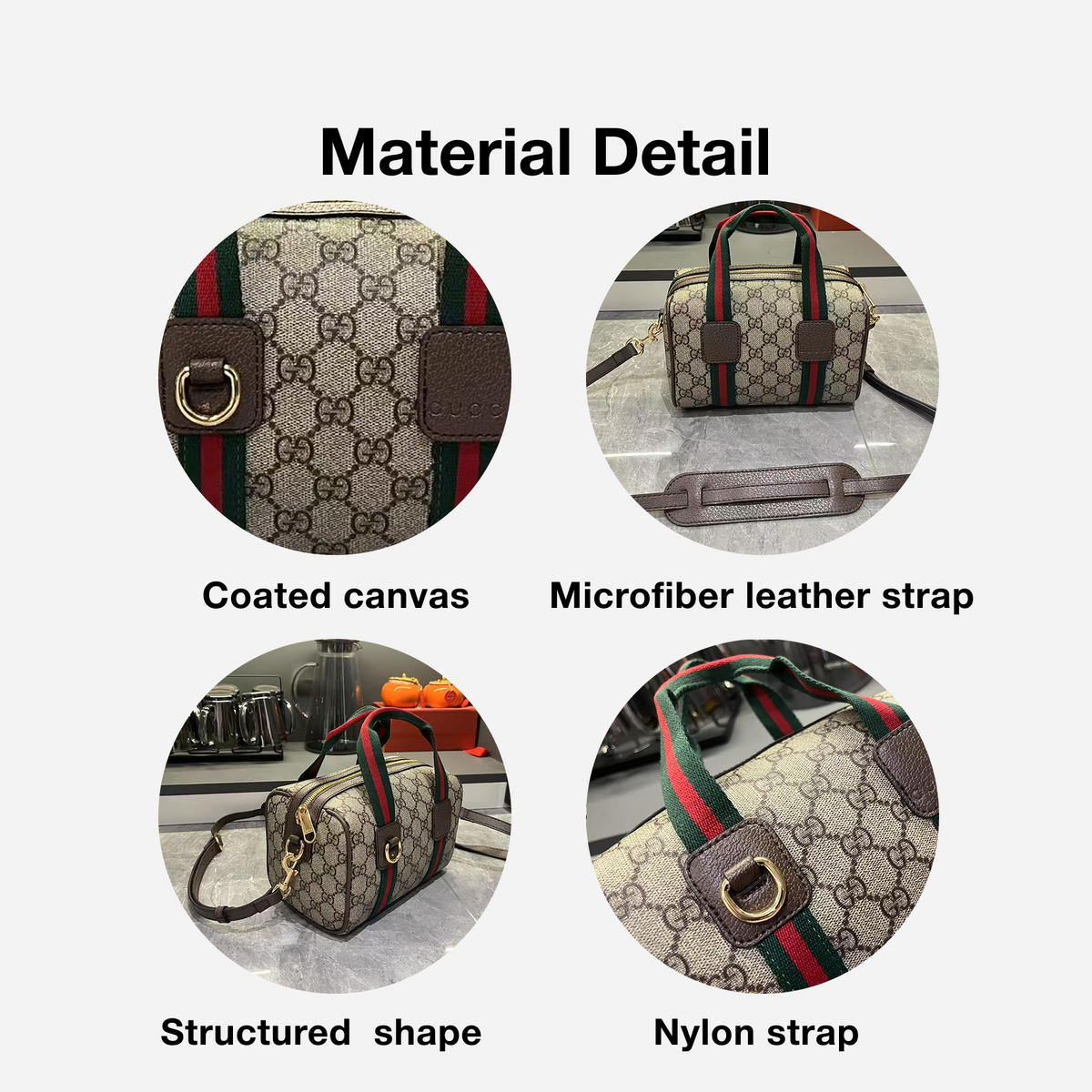 Gucci Mini GG Handbag - Beige and Dark Brown