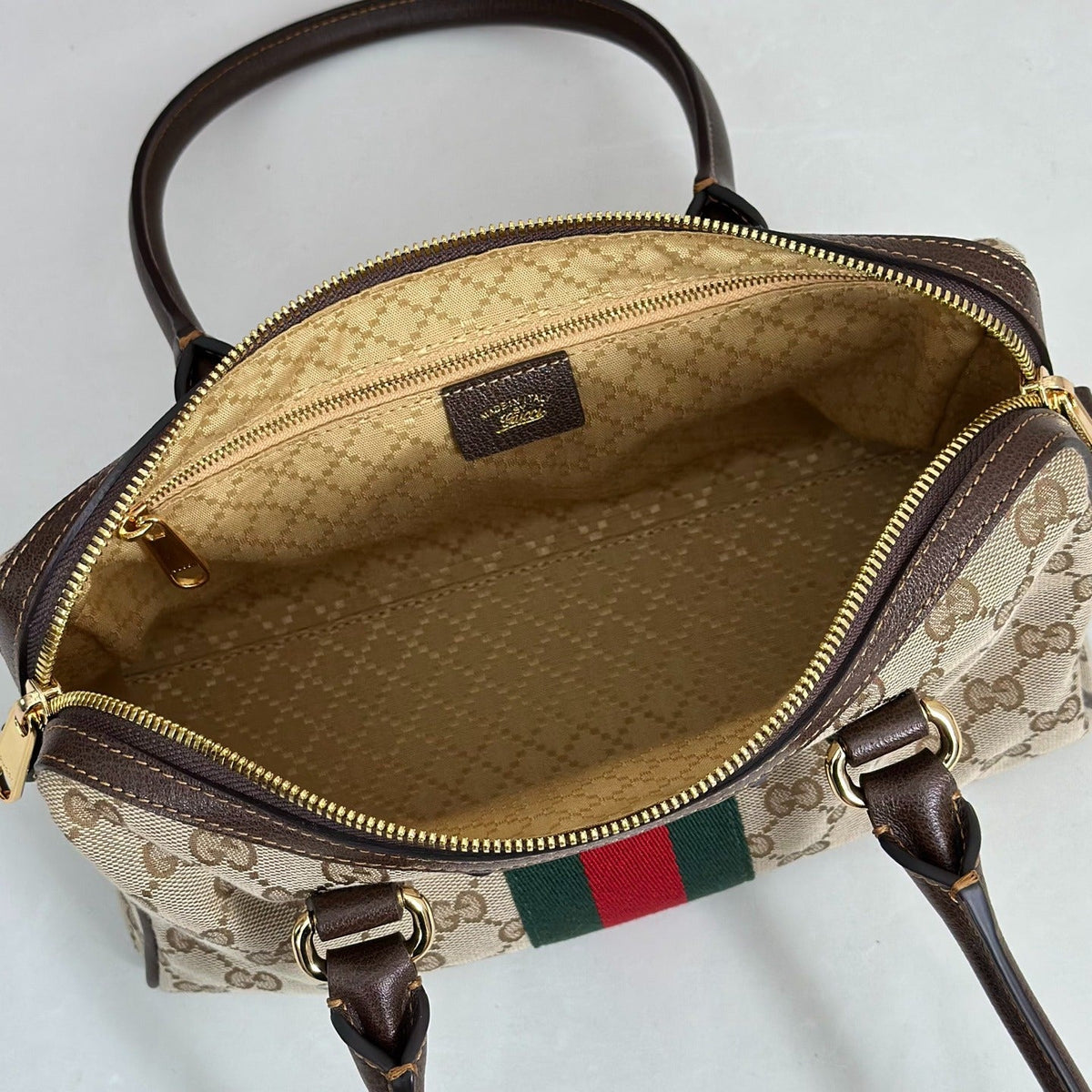Gucci GG Canvas Boston Bag - Beige