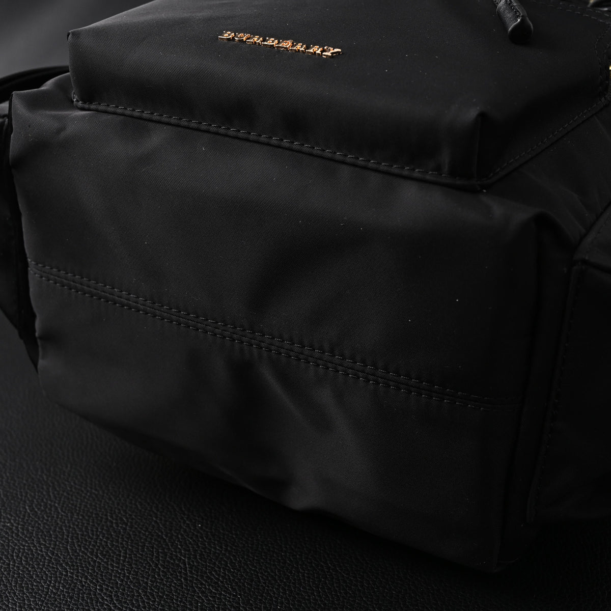 Burberry the Rucksack – Black Nylon & Leather Backpack with Gold-Tone Hardware - Black with Gold Accents