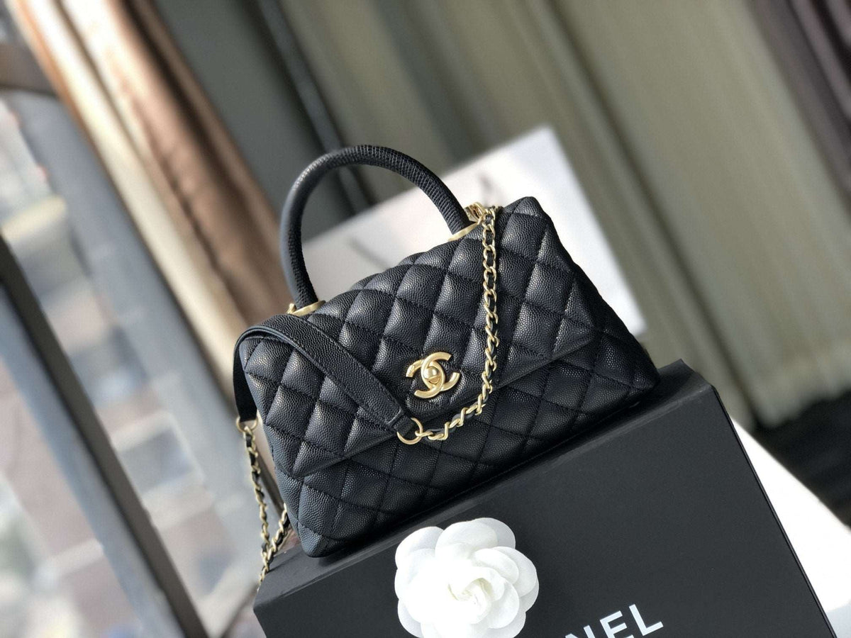 Chanel Small Flap Bag with Coco Handle - Black with Black Hardware