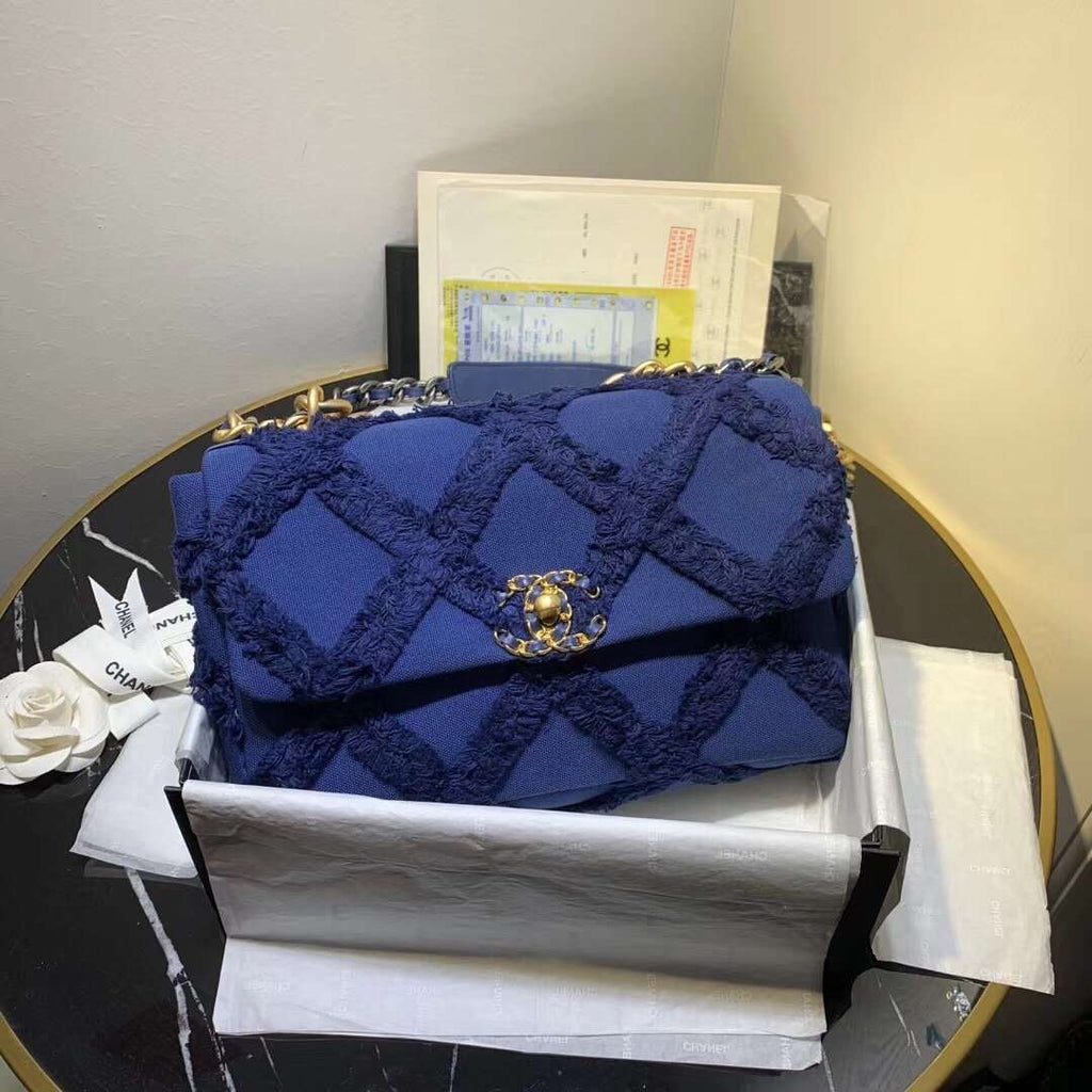 Chanel 19 Denim Medium Flap Bag - Blue