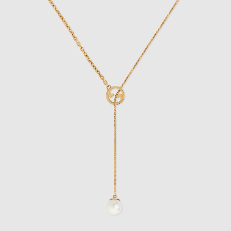Gucci Double G Blondie Pearl Drop Necklace