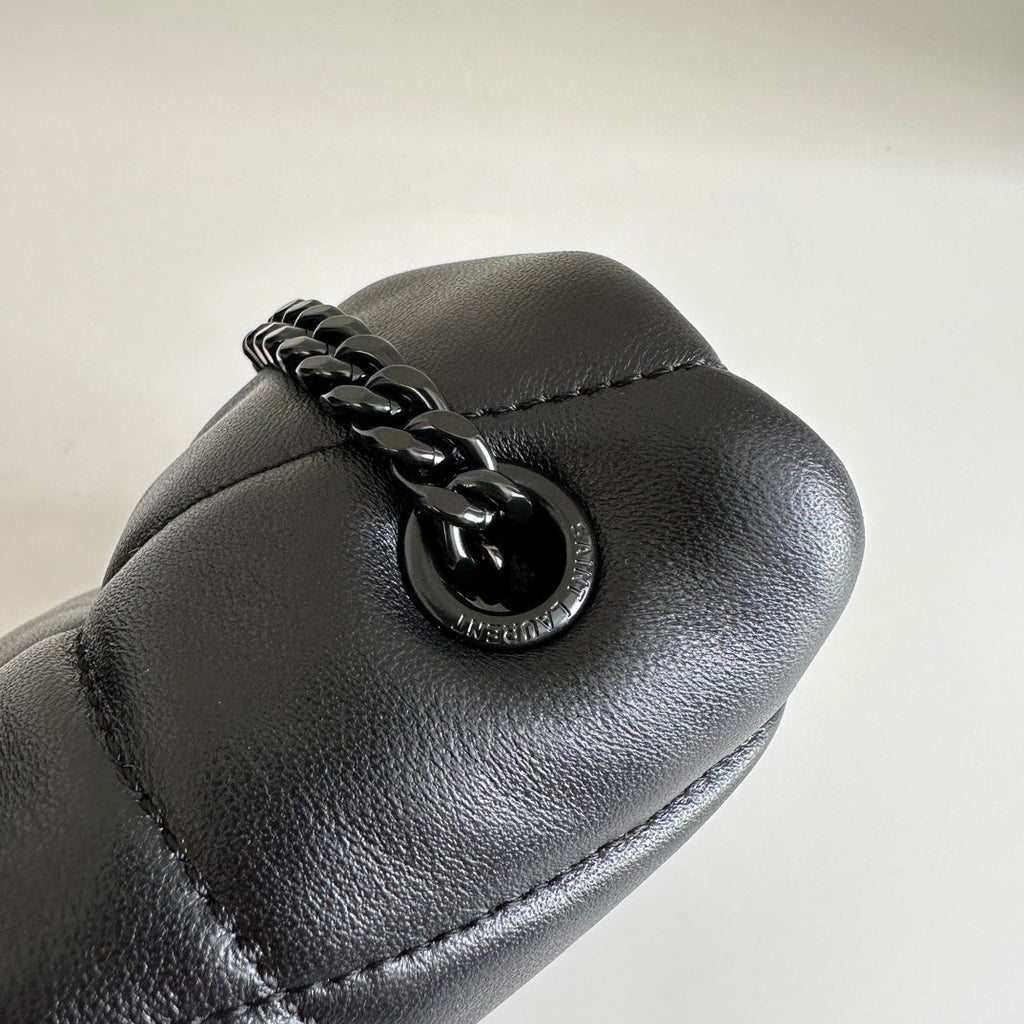 YSL Loulou Puffer Toy Bag in Quilted Lambskin Black Size 23x15.5x8.5