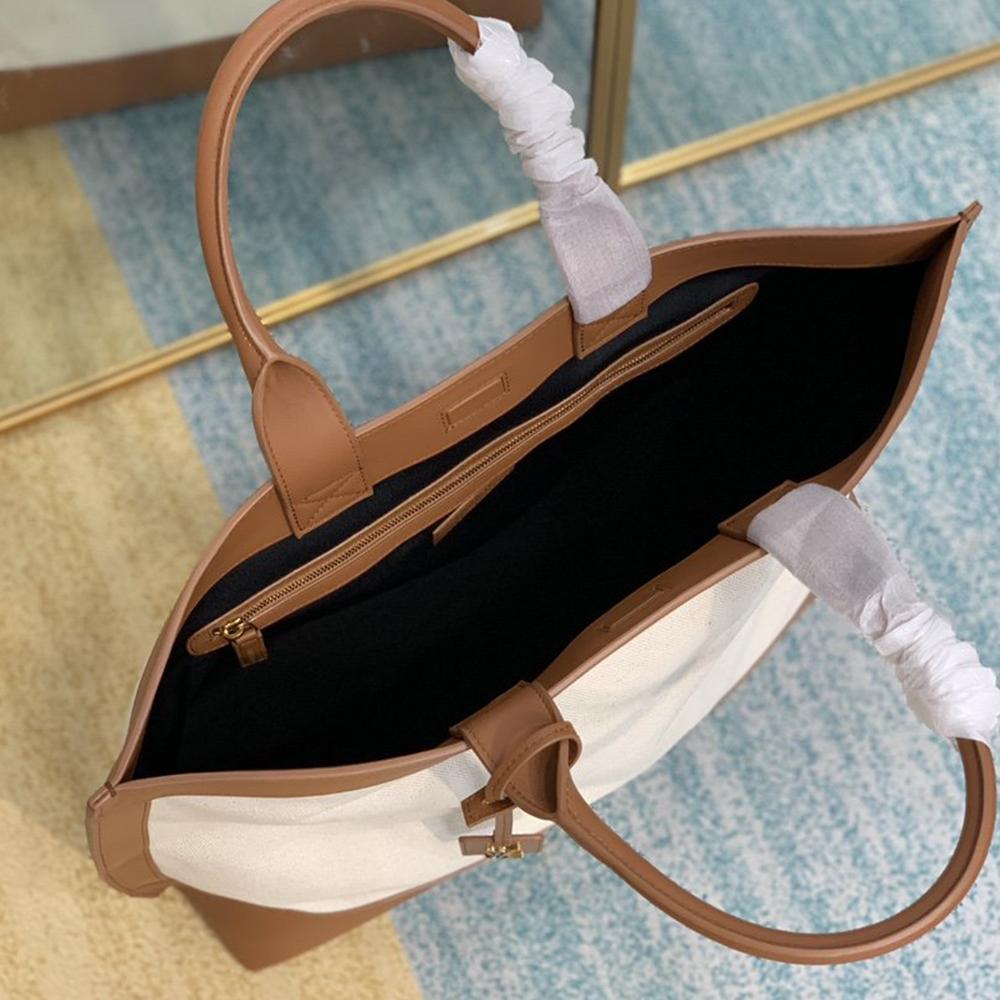 YSL Tag Hobo Bag - Beige/Brown