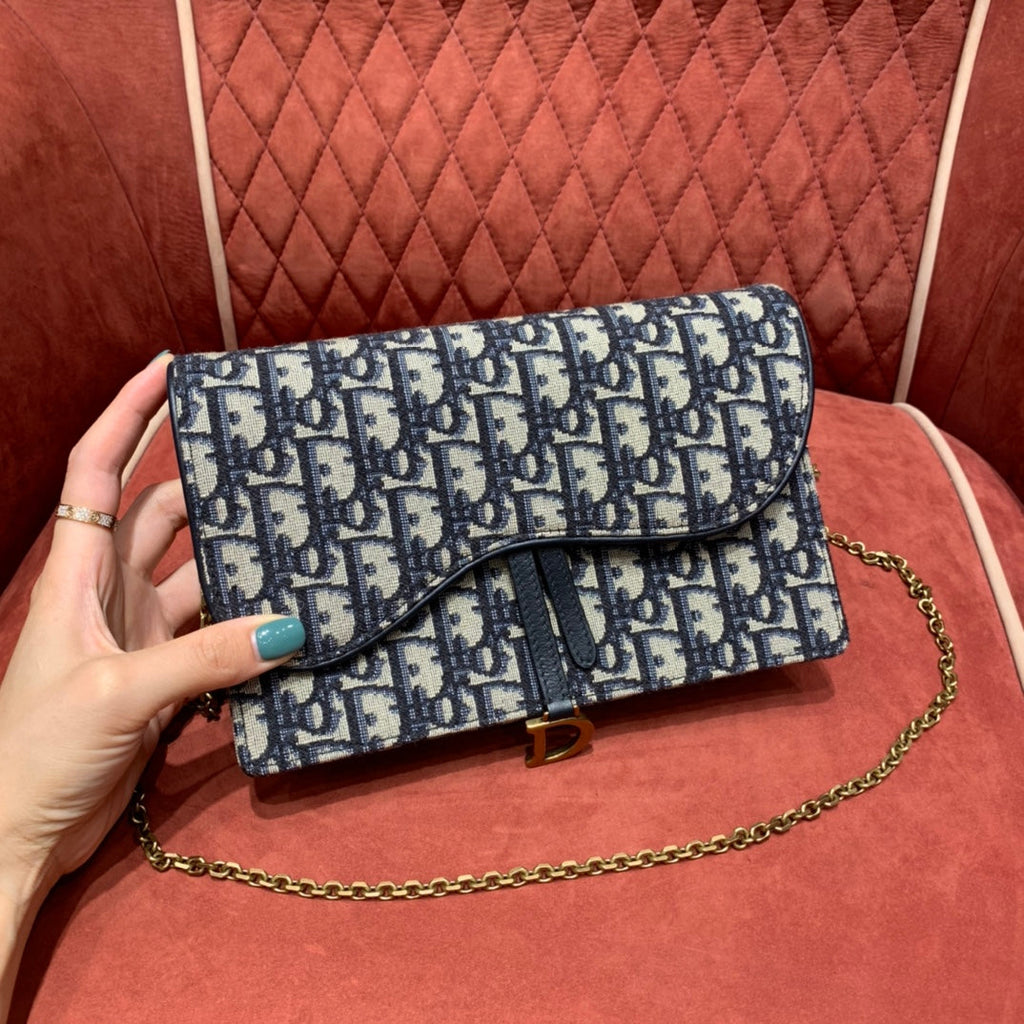 Dior Saddle Pouch Blue Dior Oblique Jacquard