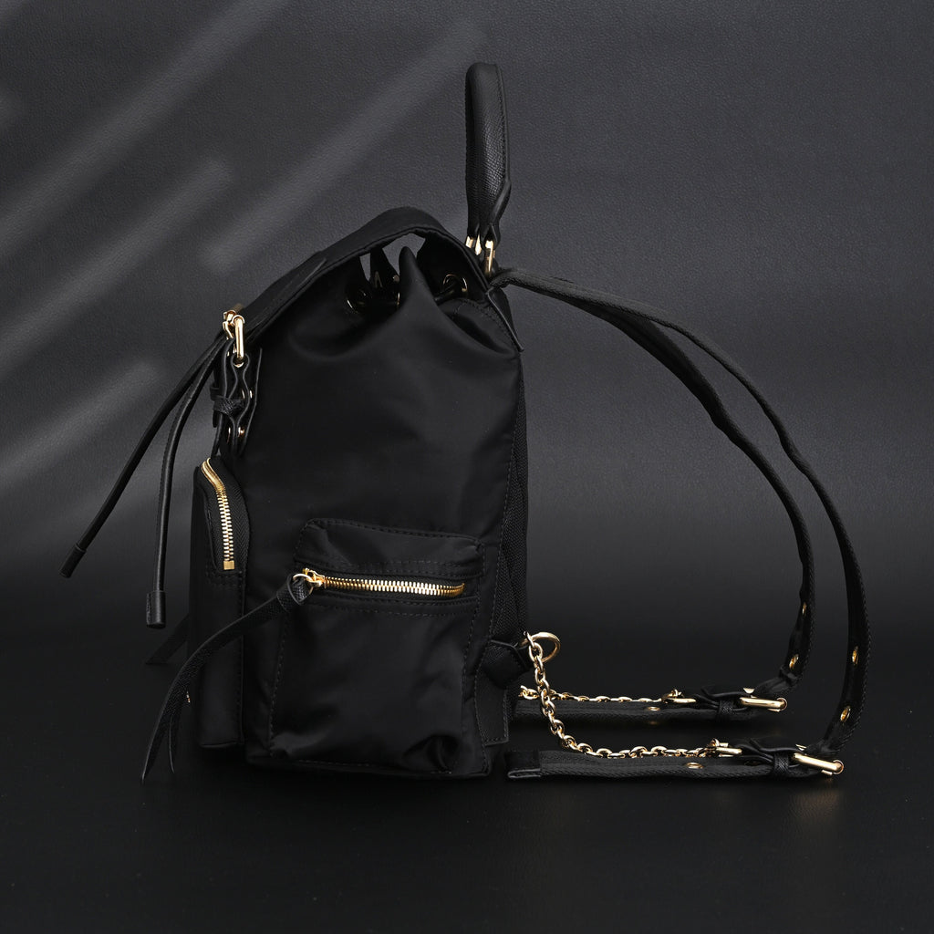 Burberry the Rucksack – Black Nylon & Leather Backpack with Gold-Tone Hardware - Black with Gold Accents