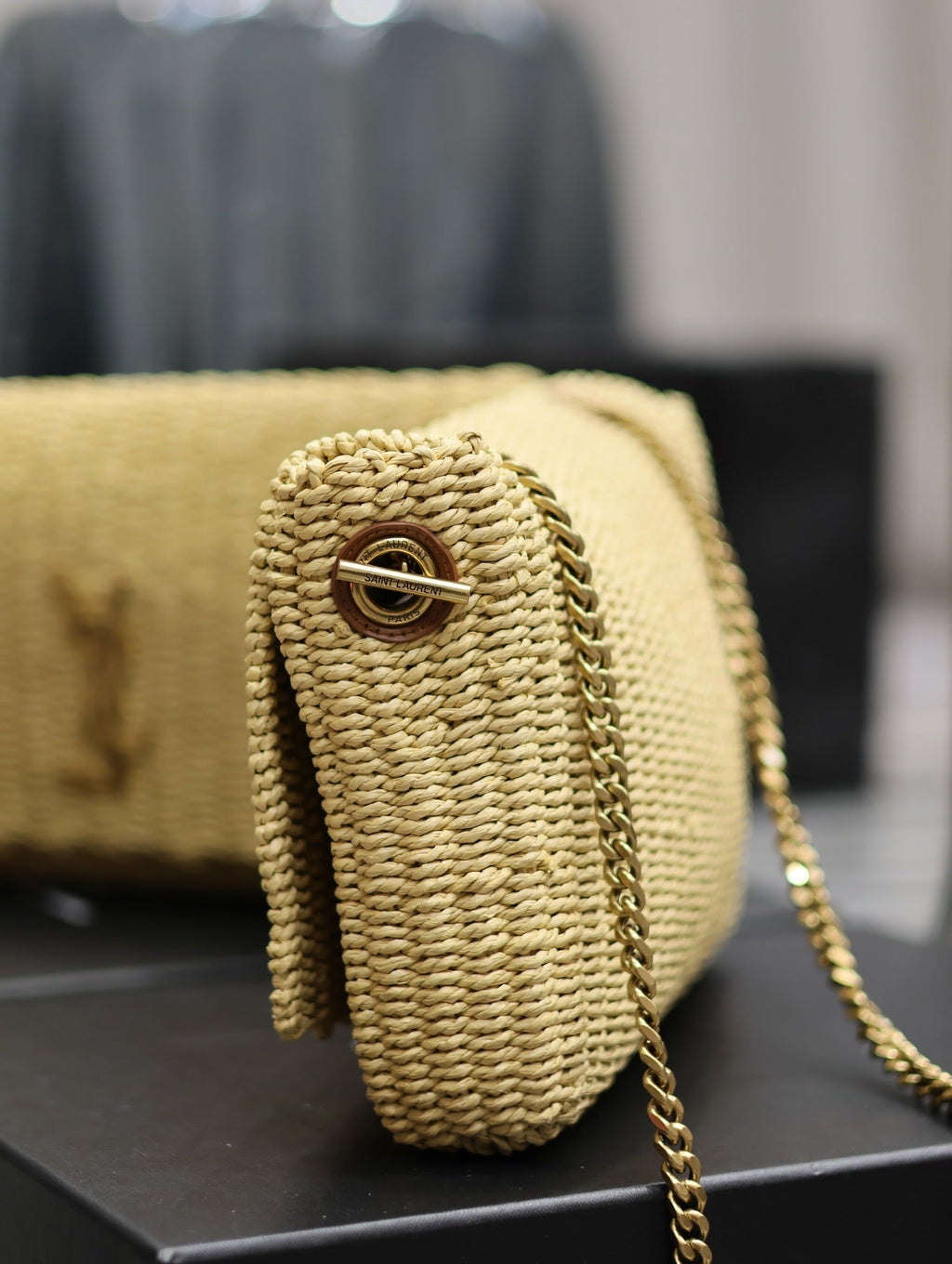 YSL Kate in Raffia Shoulder Bag