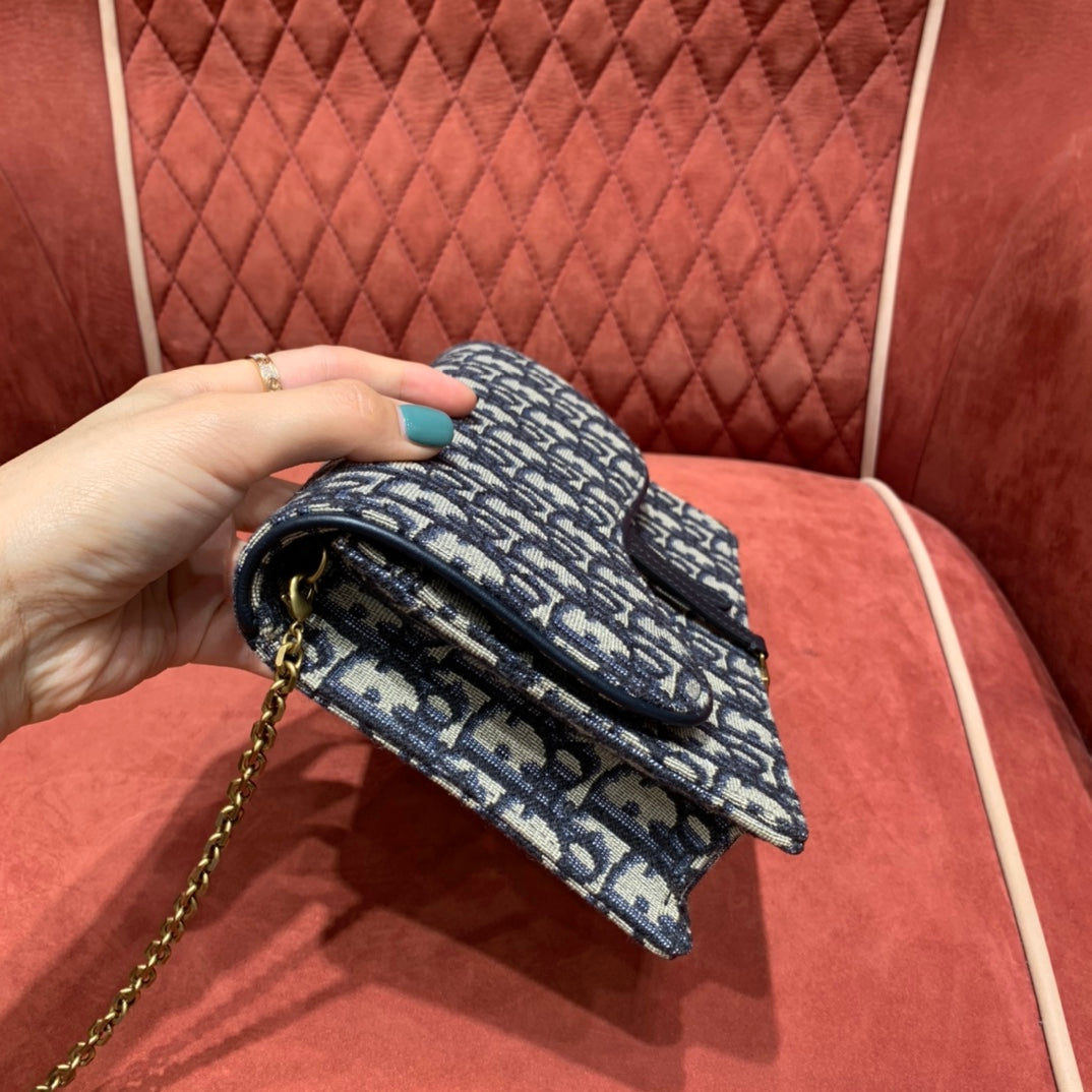 Dior Saddle Pouch Blue Dior Oblique Jacquard