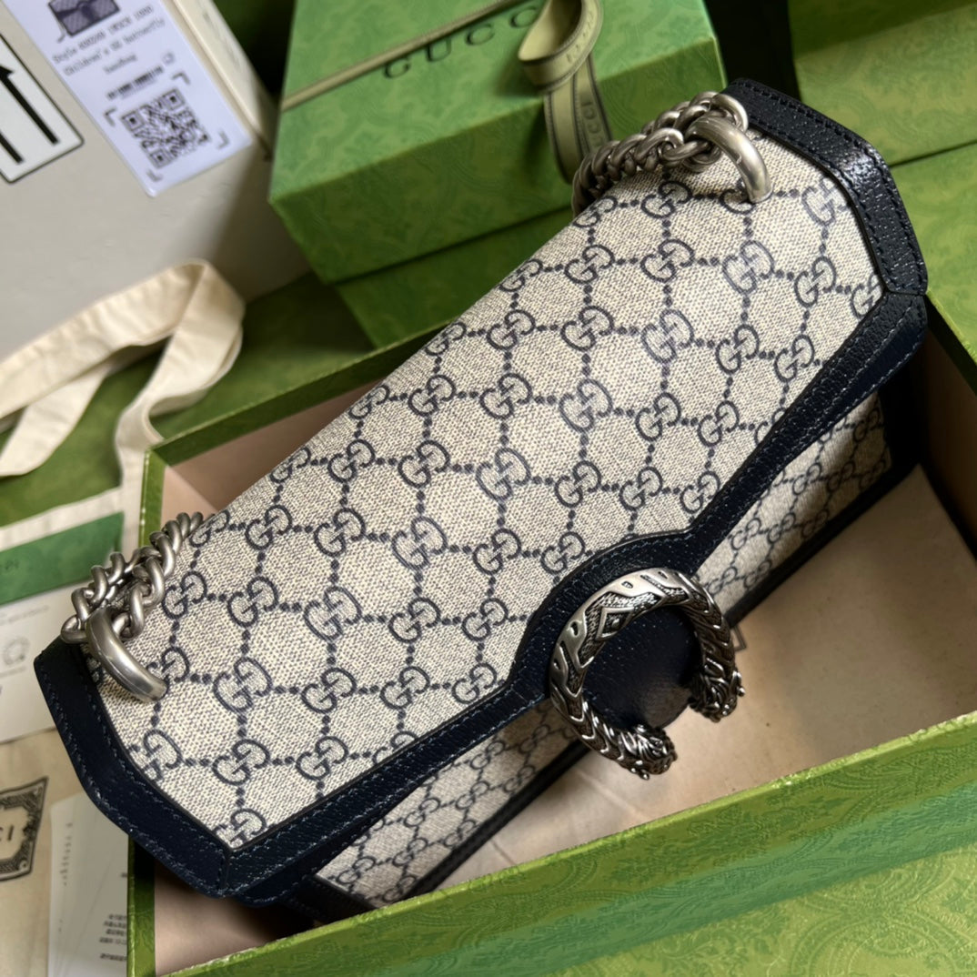 Gucci Dionysus GG Supreme Beige and Blue Shoulder Bag