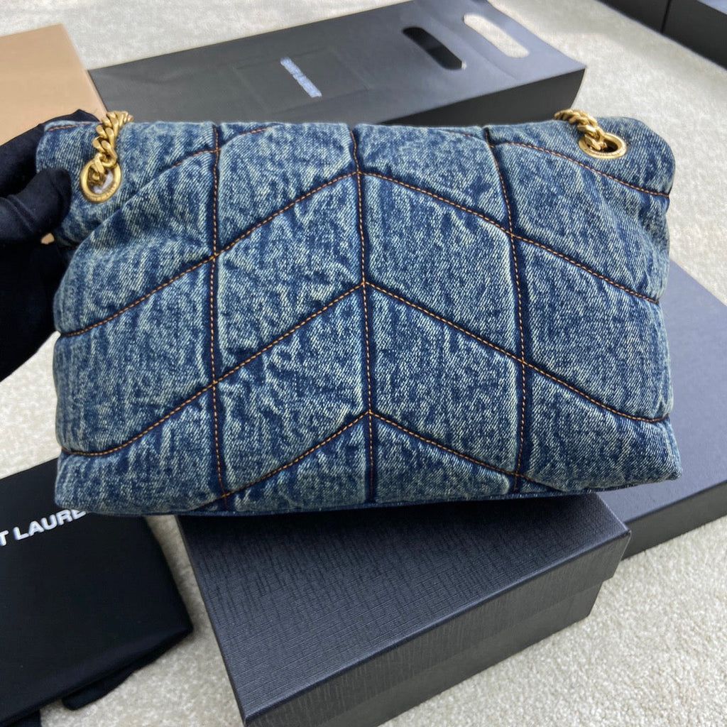 YSL Puffer Denim Bag - Blue