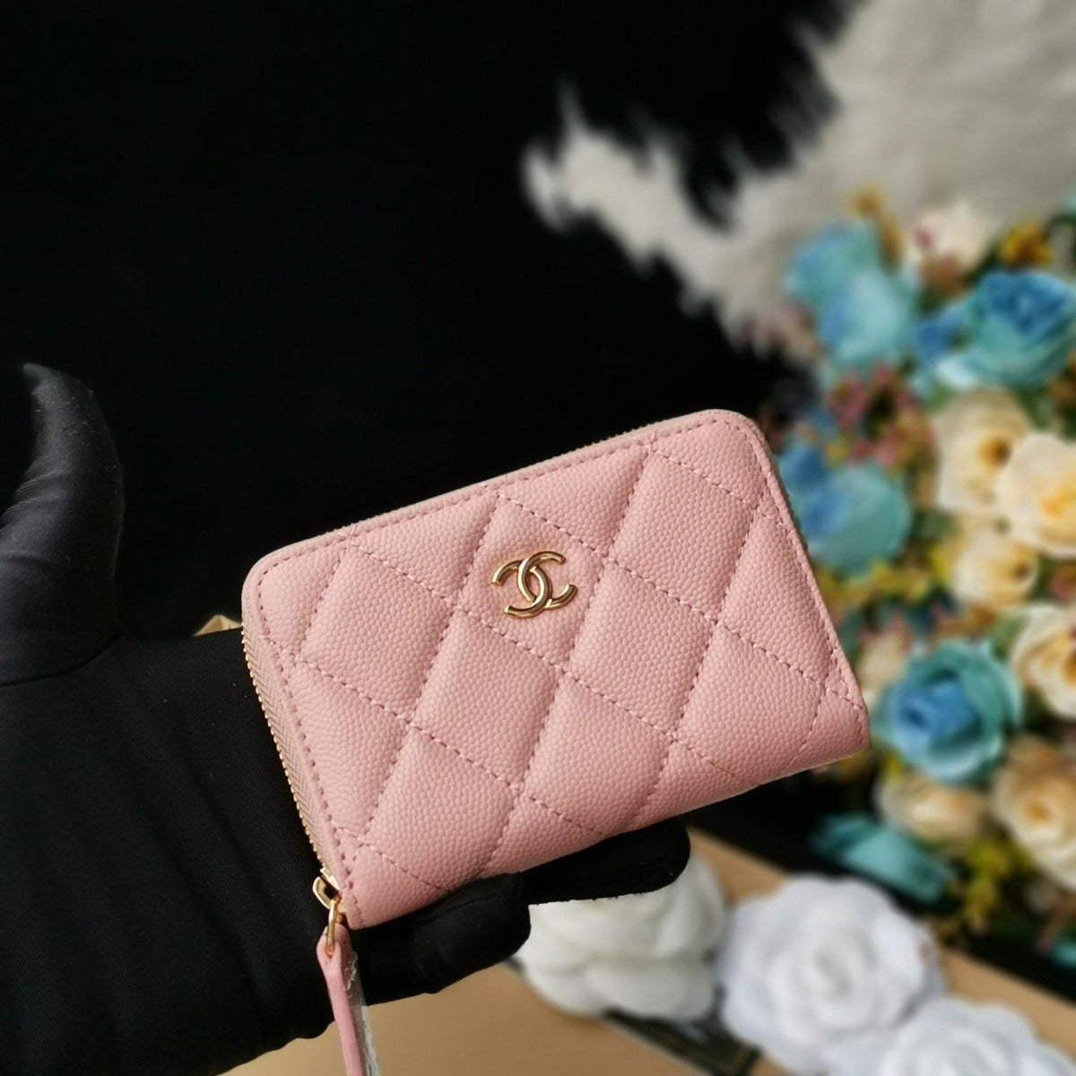 Chanel Navy Wallet Pink - Navy with Pink Accents