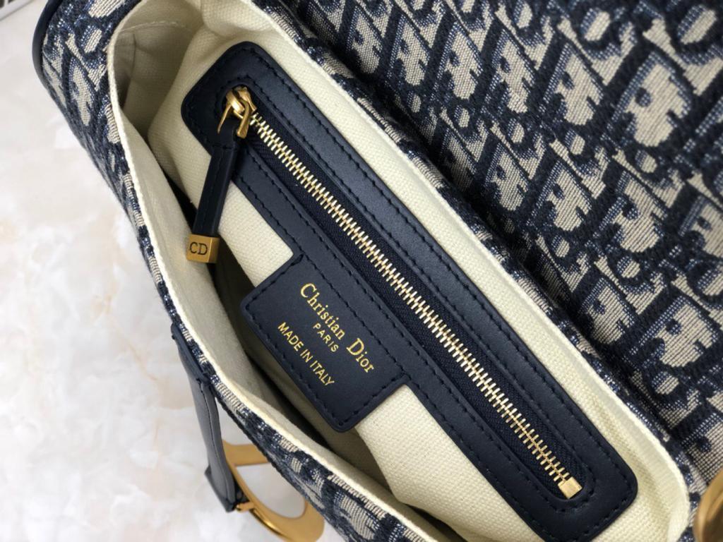 Dior Medium Saddle Bag with Strap Blue Oblique