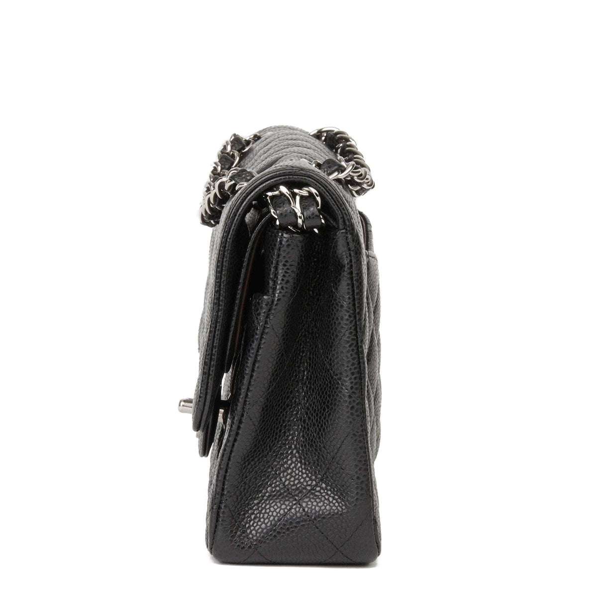 Chanel Classic Flap Bag with Silver Hardware - Black
