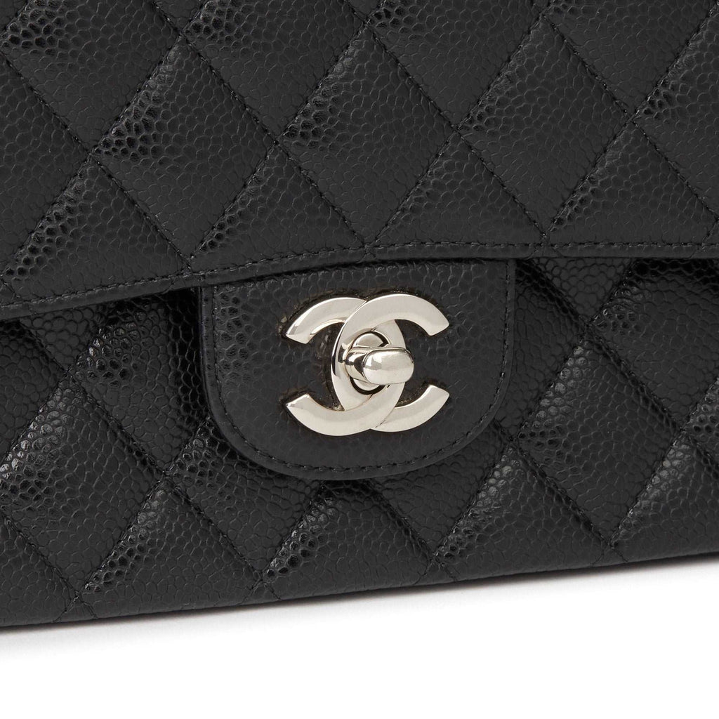 Chanel Classic Flap Bag with Silver Hardware - Black