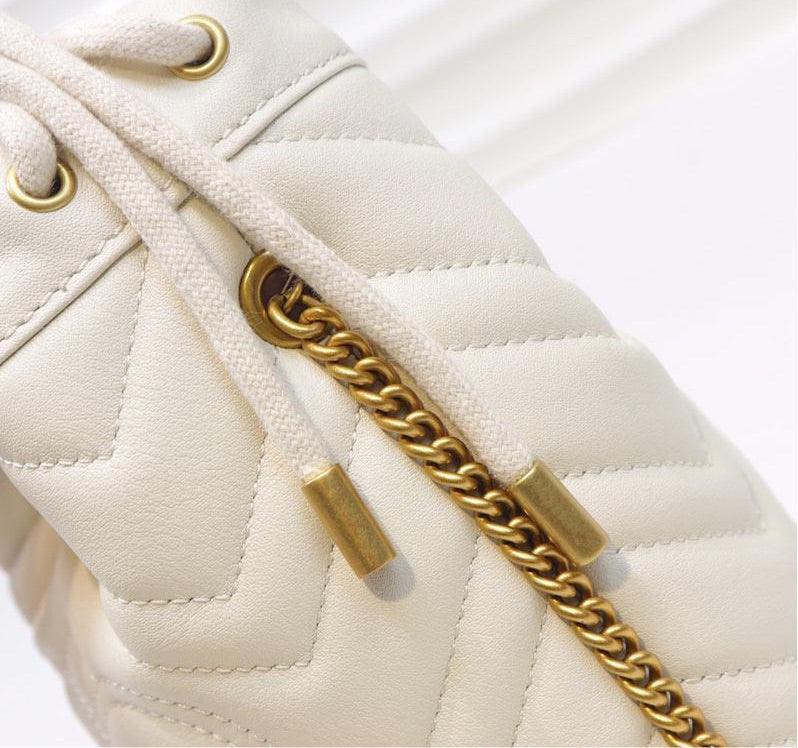 Gucci GG Marmont Mini Bucket Bag White Leather