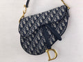 Dior Medium Saddle Bag with Strap Blue Oblique