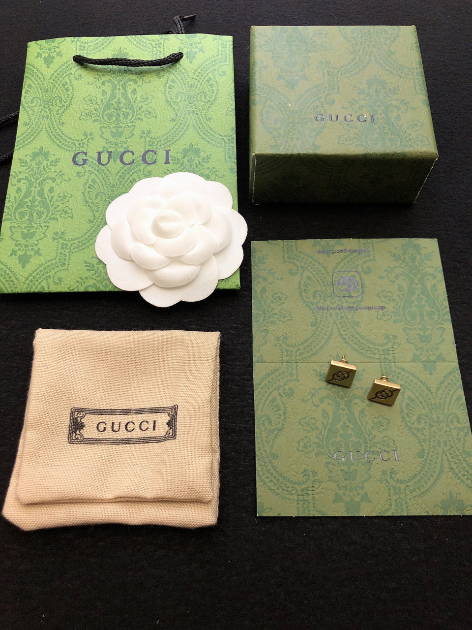 Gucci Double G Cube Earrings - 18K Yellow Gold