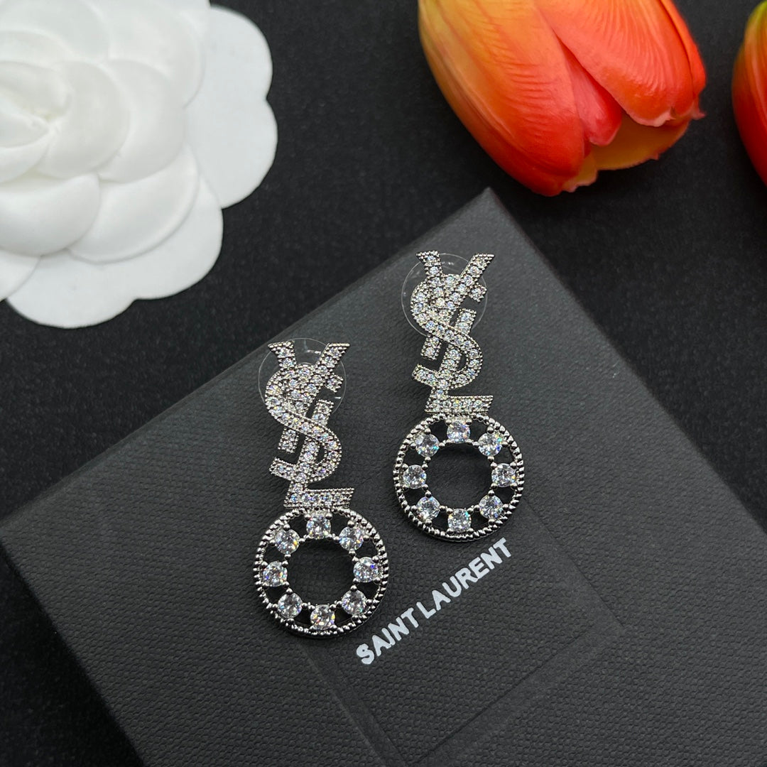YSL Diamond Earrings - 18K Gold