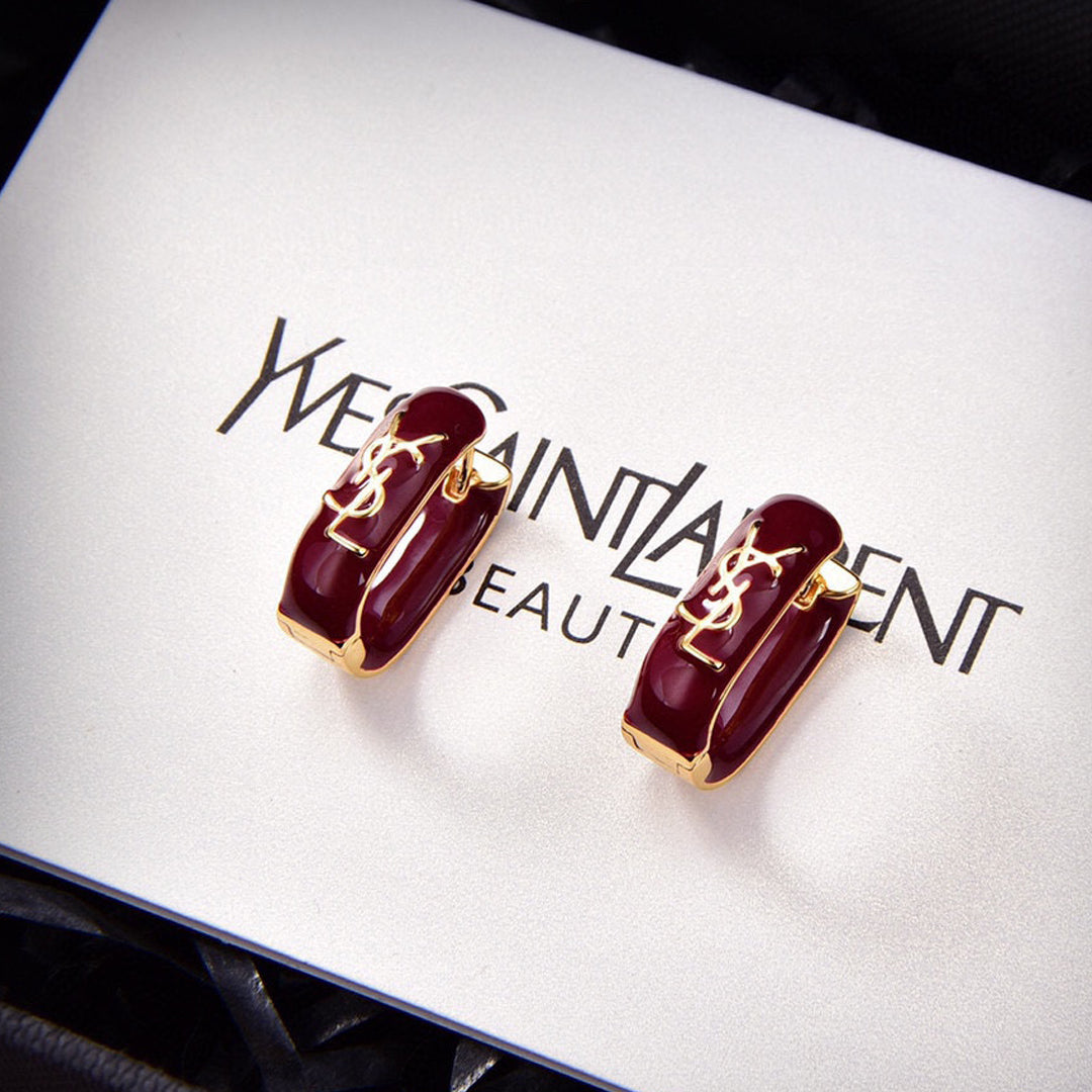 Red Earrings - 18K Yellow Gold