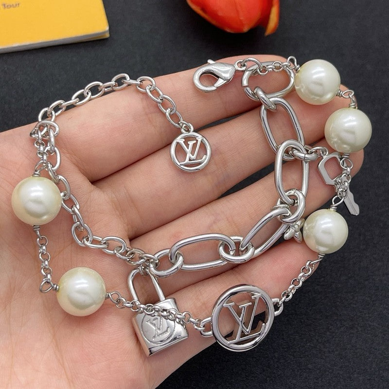 Louis Vuitton Pearl Lock Gold Bracelet