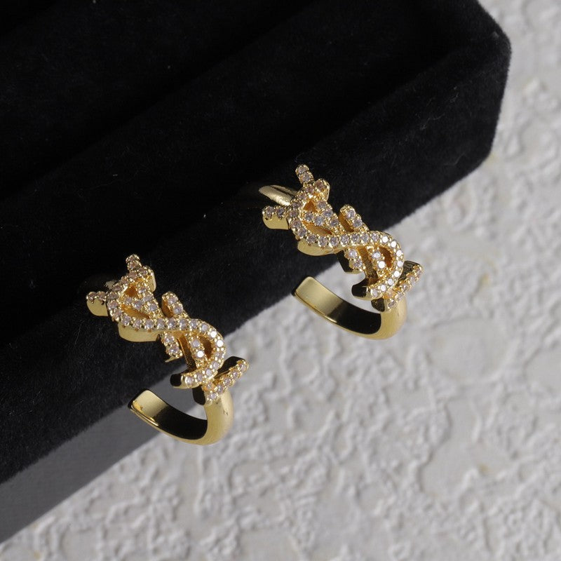 YSL Gold Diamond Circle Earrings - 18K Gold
