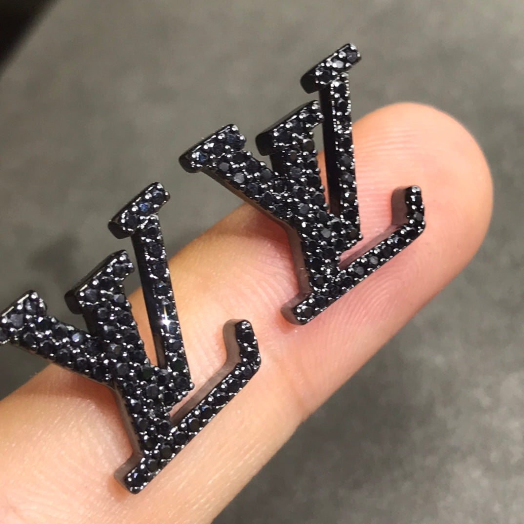 Louis Vuitton Iconic Black Crystal Stud Earrings - 18K White Gold