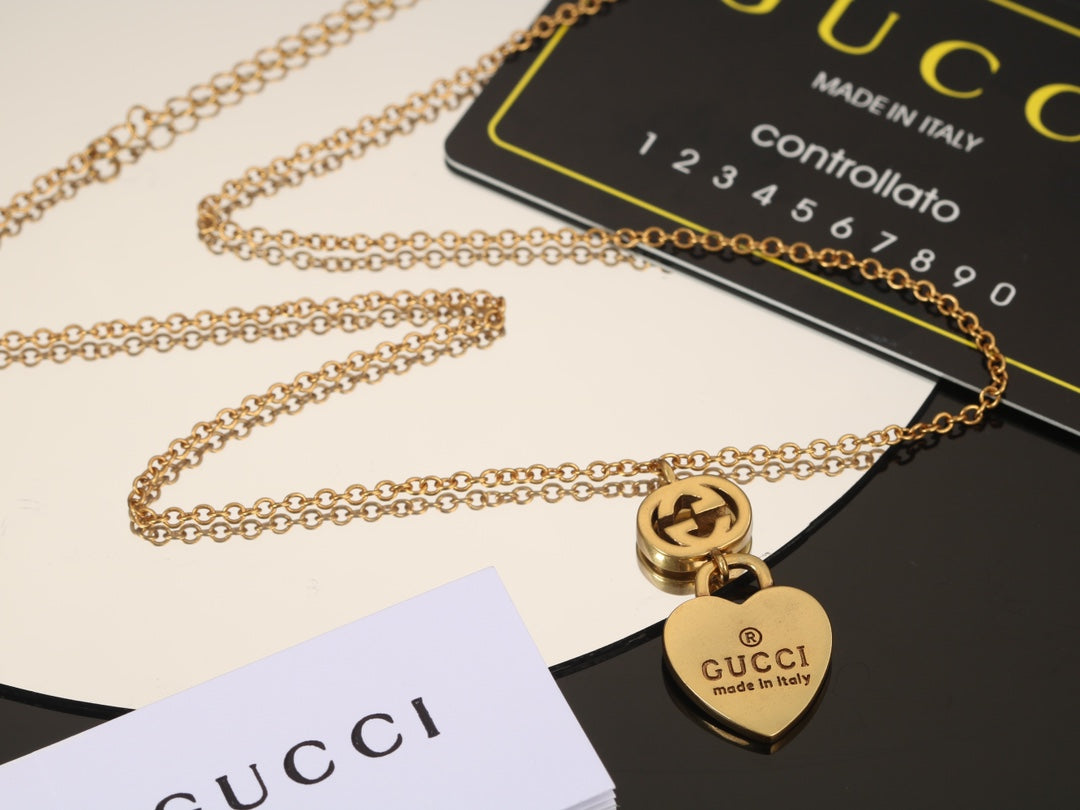 Gucci Double G Heart Pendant Necklace