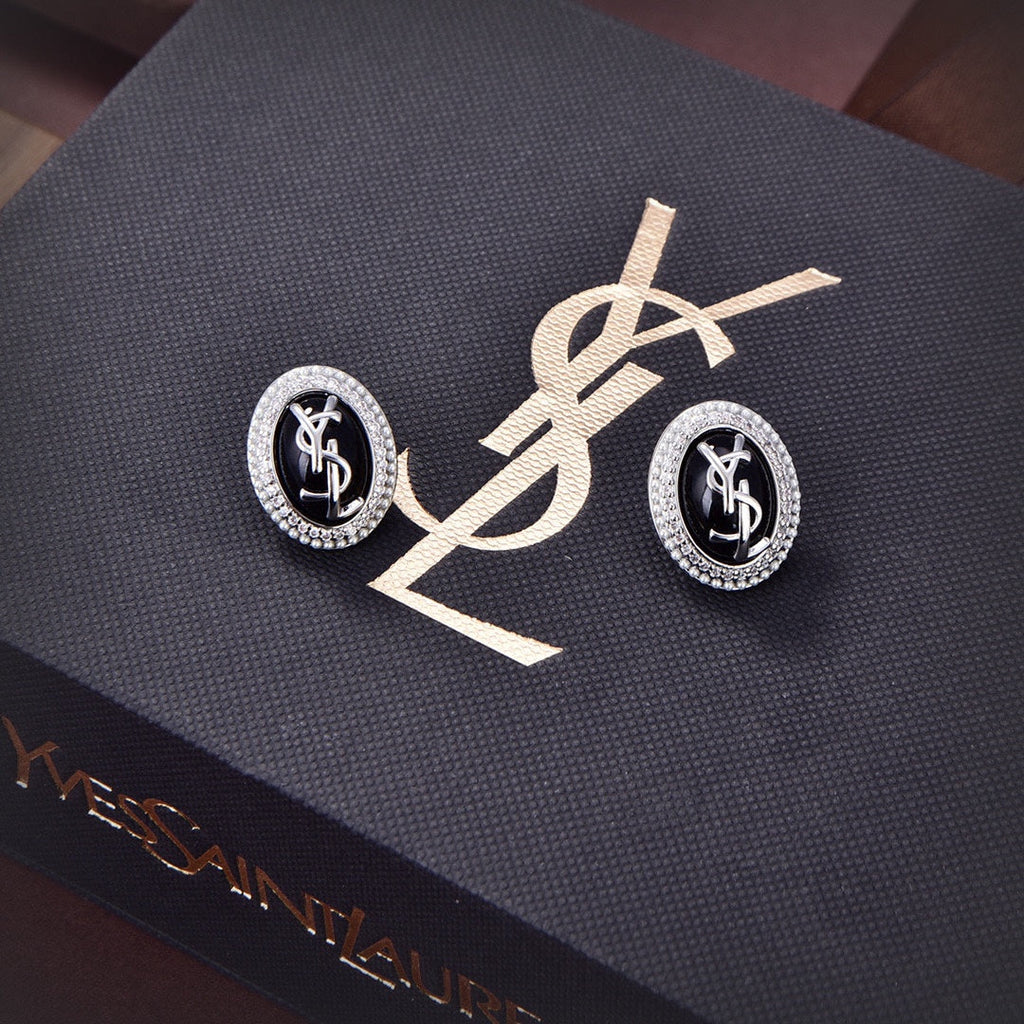 YSL Black Crystal Earrings