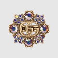 Gucci Double G Crystal Flower Ring - 18K Yellow Gold