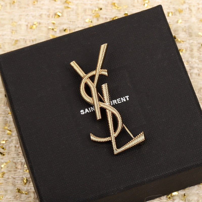 YSL Stripe Gold Brooch