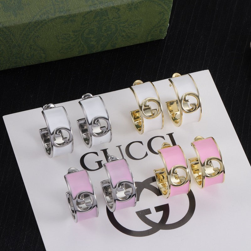 Gucci Double G Color Enamel Earrings - 18K Gold