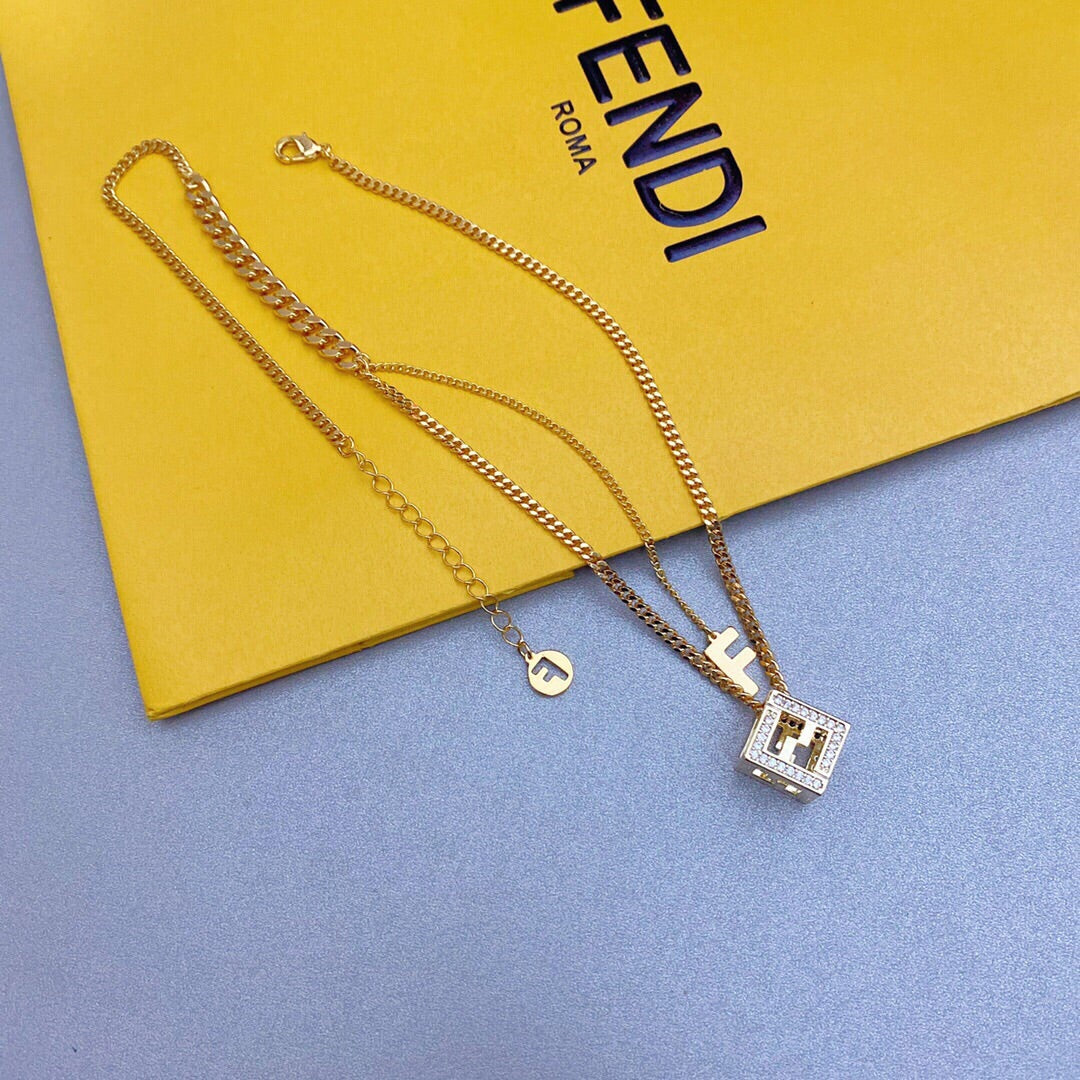 Fendi Cube Diamond Necklace - 18K Gold