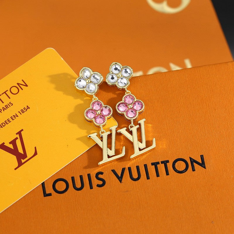 Louis Vuitton Iconic Pink Crystal Earrings - 18K Gold