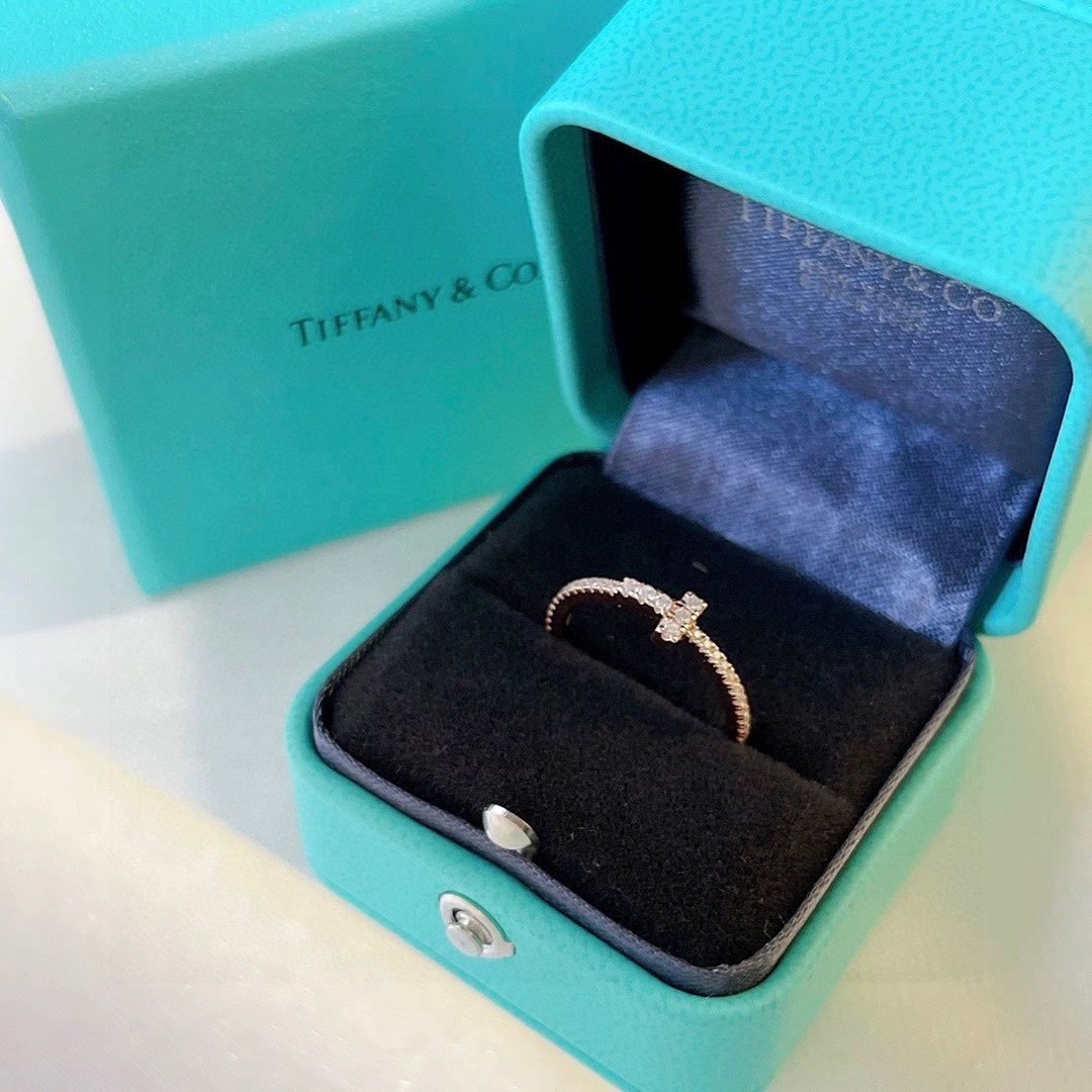 Tiffany Moissanite Wire Ring - 18K Rose Gold