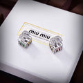 Miu Green & Yellow Cube Earrings - 18K White Gold