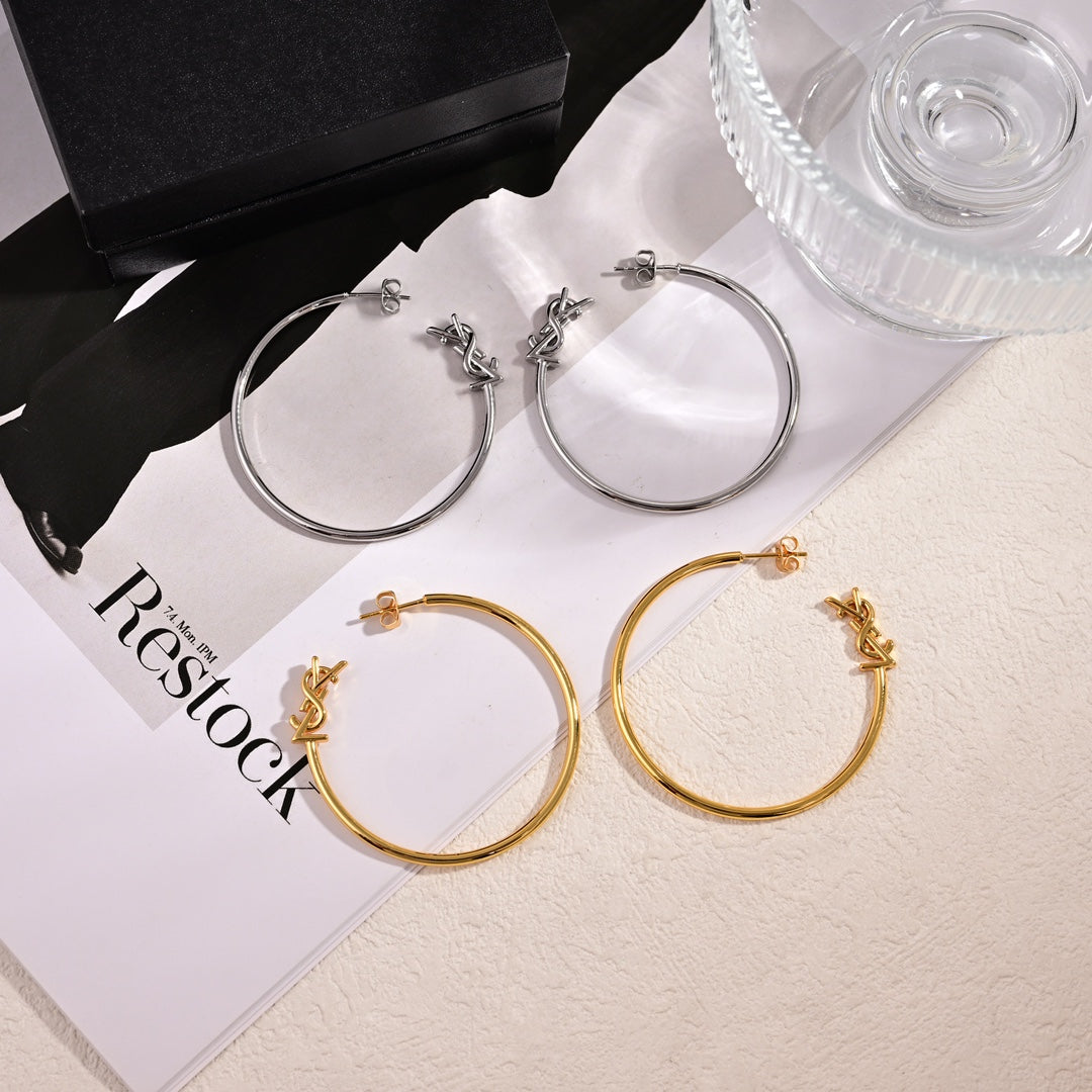 YSL Circle Earrings - 18K Gold