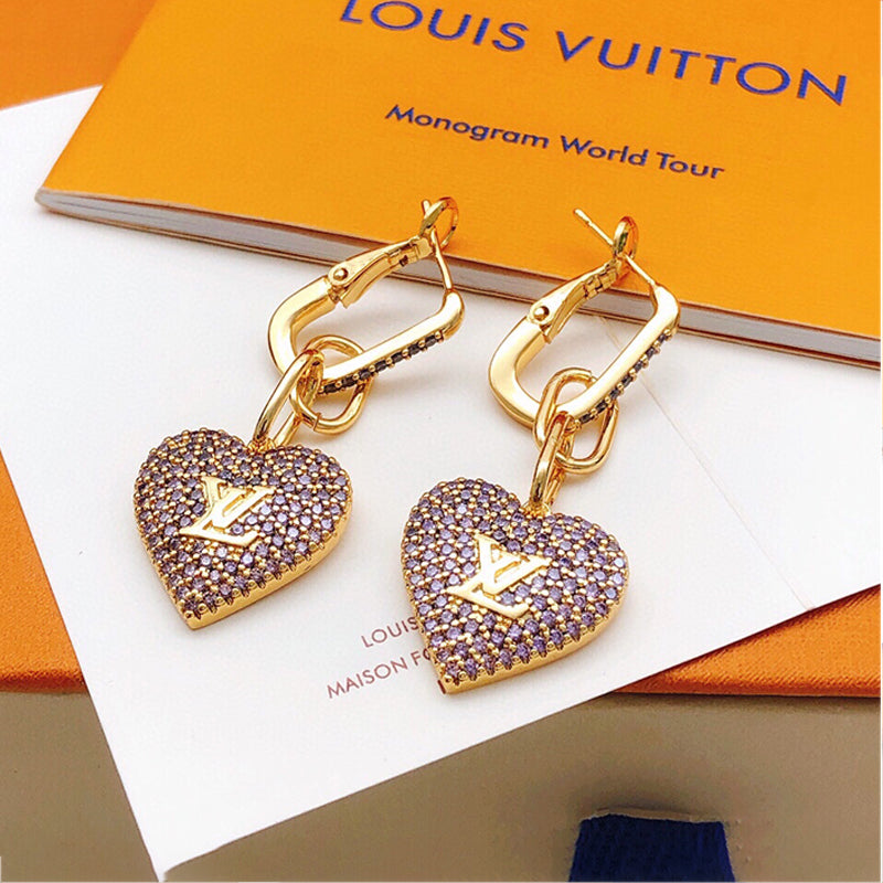 Louis Vuitton Heart Diamond Earrings - 18K Yellow Gold
