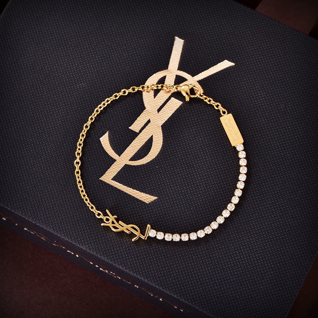 YSL Crystals Chain Bracelet