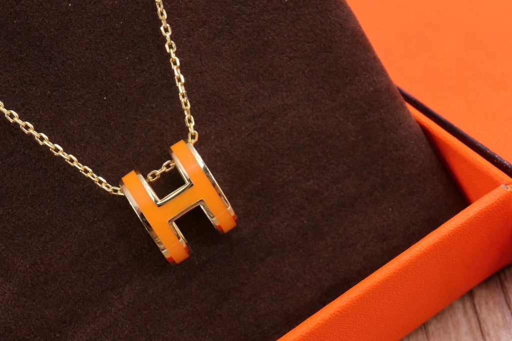 Hermes Mini Pop Orange Necklace