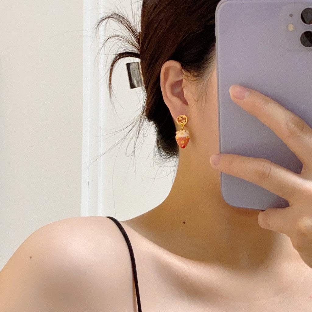 Gucci Double G Strawberry Earrings - 18K Yellow Gold