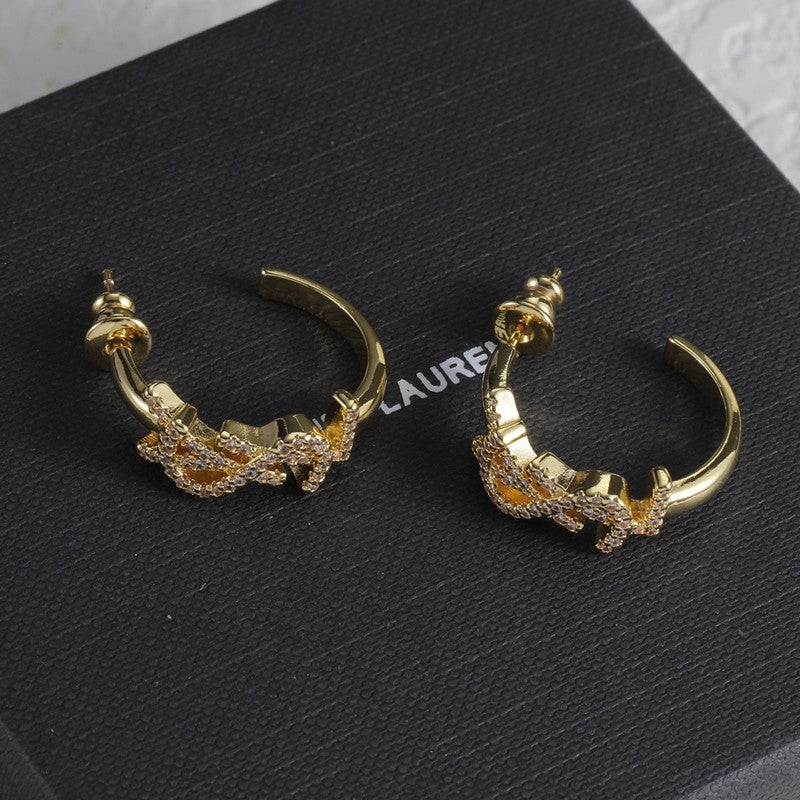 YSL Gold Diamond Circle Earrings - 18K Gold