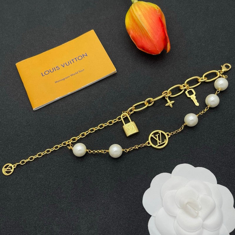 Louis Vuitton Pearl Lock Gold Bracelet