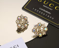 Gucci Double G Blue Flowers Earrings - 2.25 cm Height - 18K Yellow Gold