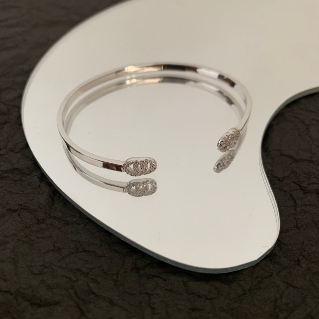 Gucci Double G Running Diamond Cuff Bracelet