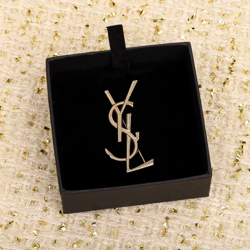 YSL Stripe Gold Brooch