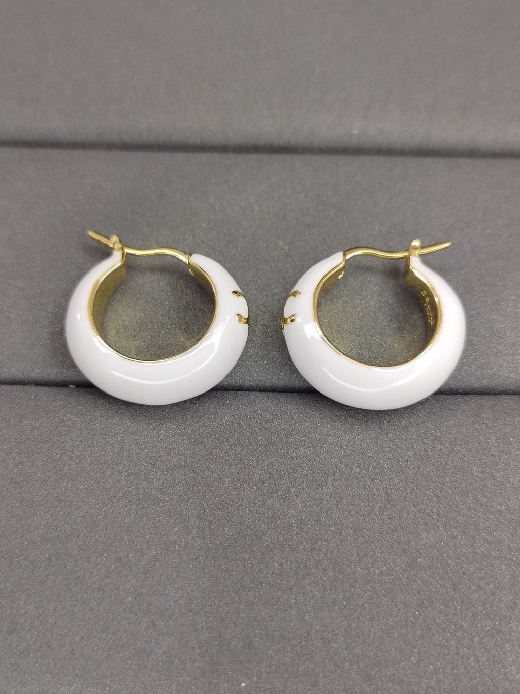 Celine White Pearl Earrings - 18K Yellow Gold