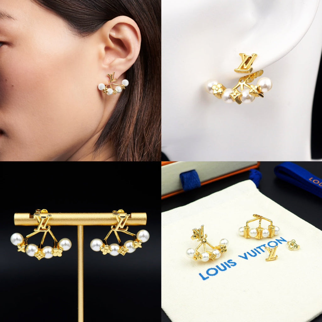 Louis Vuitton Monogram Pearl Earrings - 18K Yellow Gold