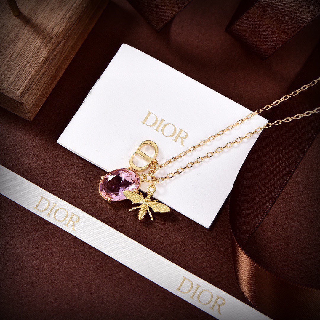 Dior Petit CD Pink Crystal Necklace